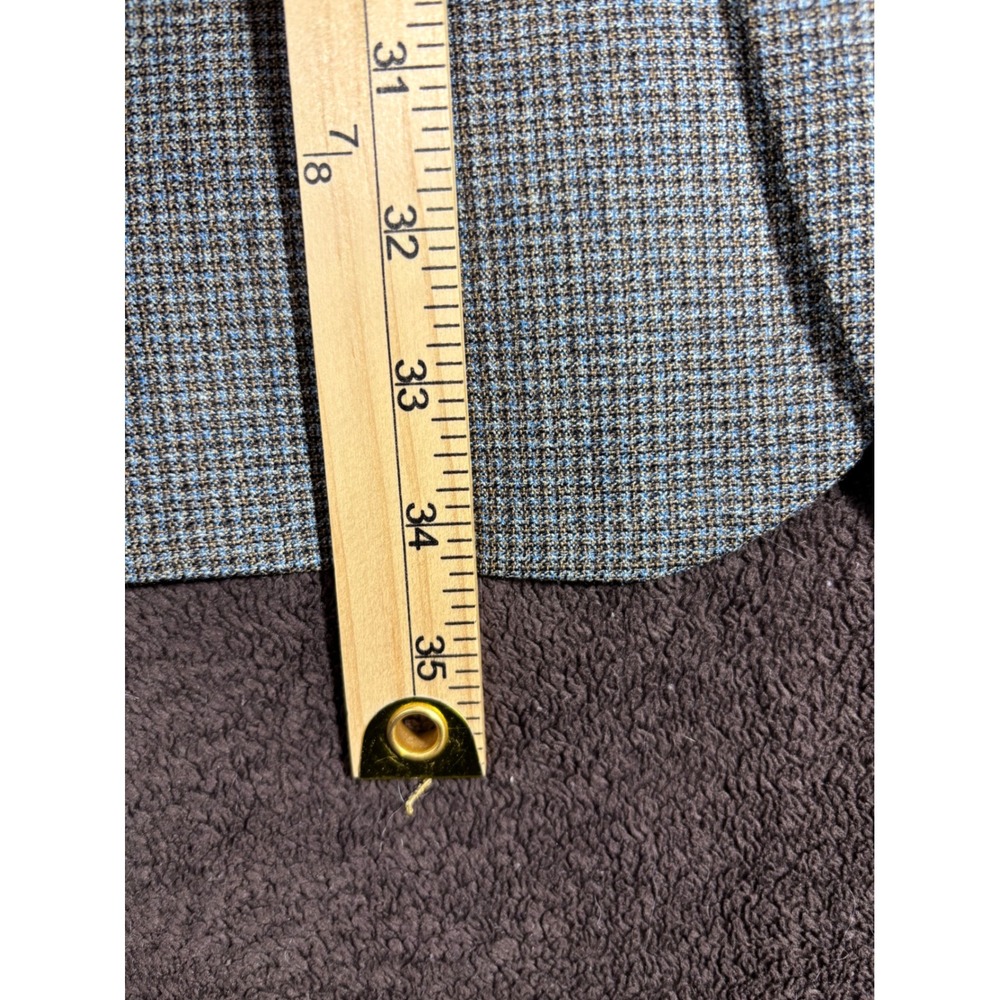 Jos A Bank Mens 50R Wool Sport Coat Blazer Blue Brown Micro Check 2 Button - Picture 5 of 8